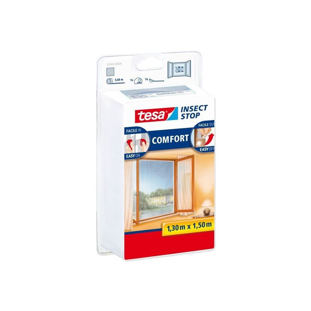 Tesa - TESA Moustiquaire Comfort pour fenetres - 1,3 m x 1,50 m - Blanc - Moustiquaire Fenêtre
