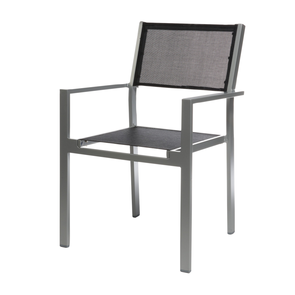Jan Kurtz - Chaise à accoudoirs Cubic - noir - argent - Chaises de jardin