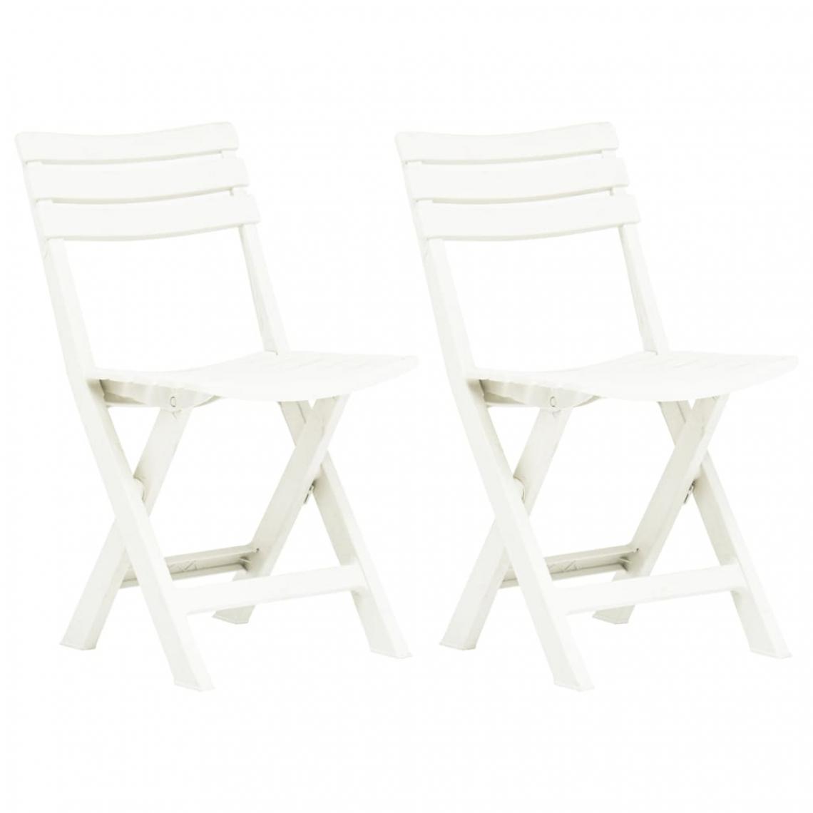 Chunhelife - Chaises de jardin pliables 2 pcs Plastique Blanc - Chaises de jardin