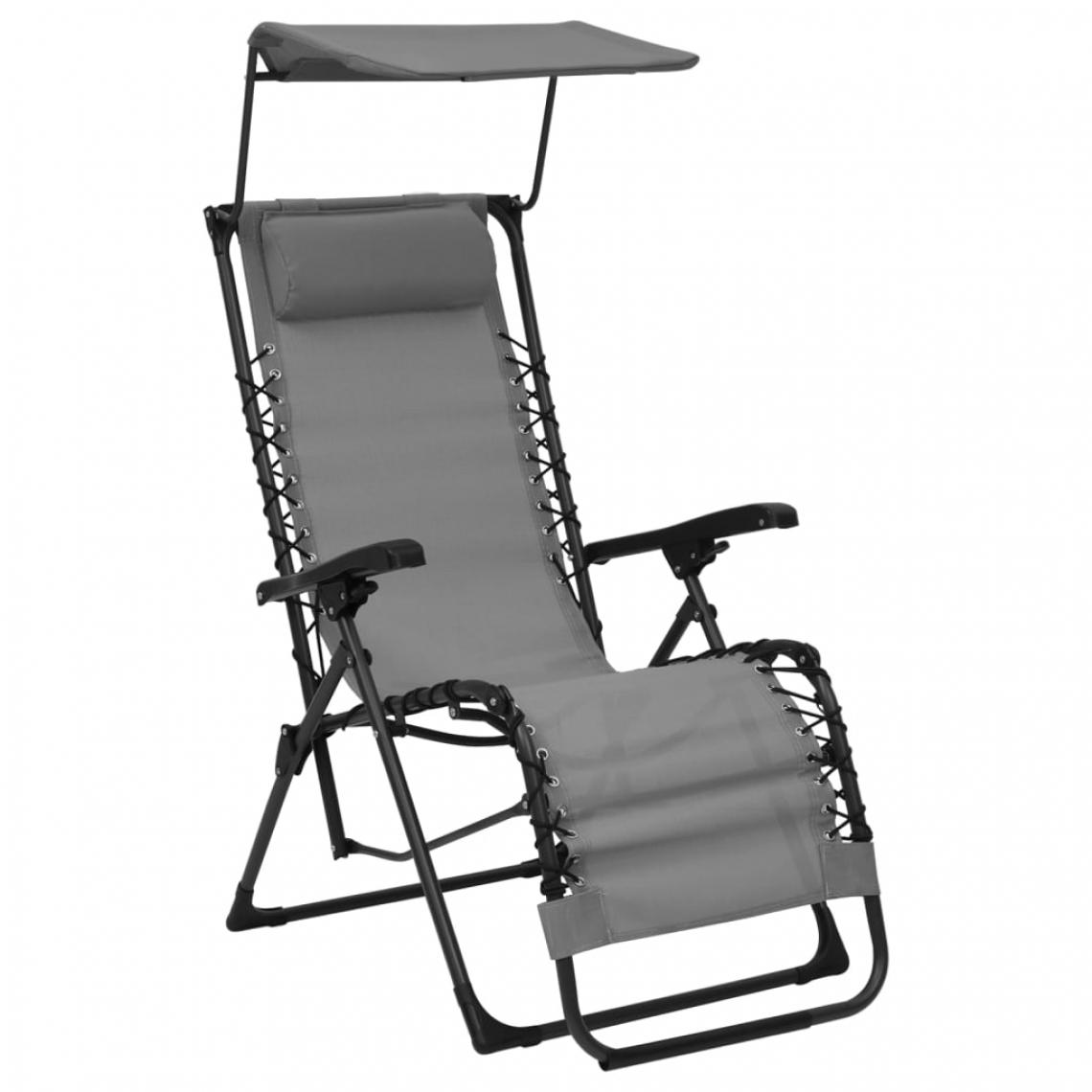 Vidaxl - vidaXL Chaise pliable de terrasse Textilène Gris - Transats, chaises longues