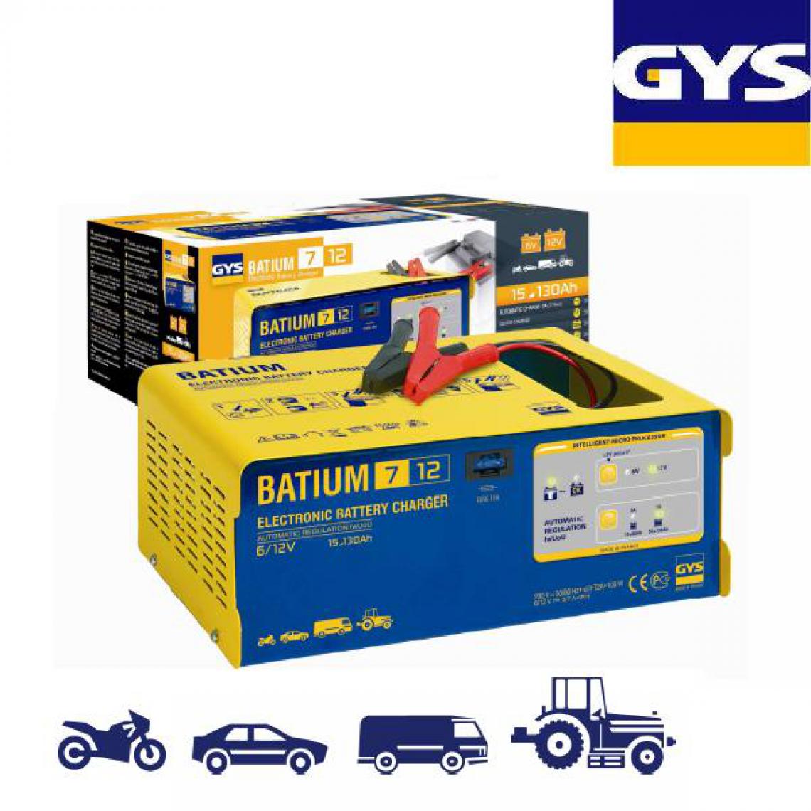 Gys - Gys - Chargeur batterie automatique 6V-12 -Batium 7.12 - Consommables pour outillage motorisé