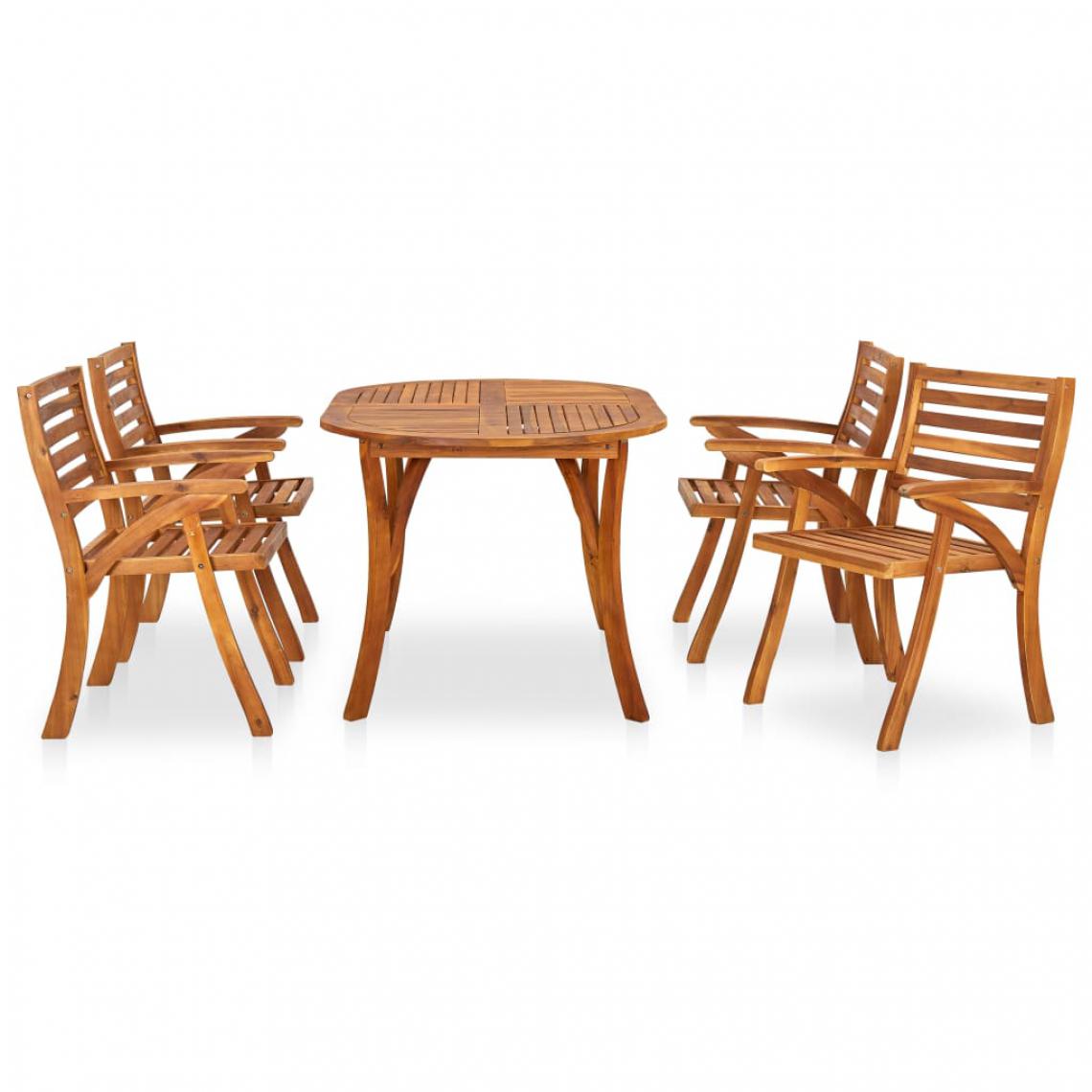 Chunhelife - Mobilier de salle à manger de jardin 5 pcs Bois d'acacia solide - Ensembles tables et chaises