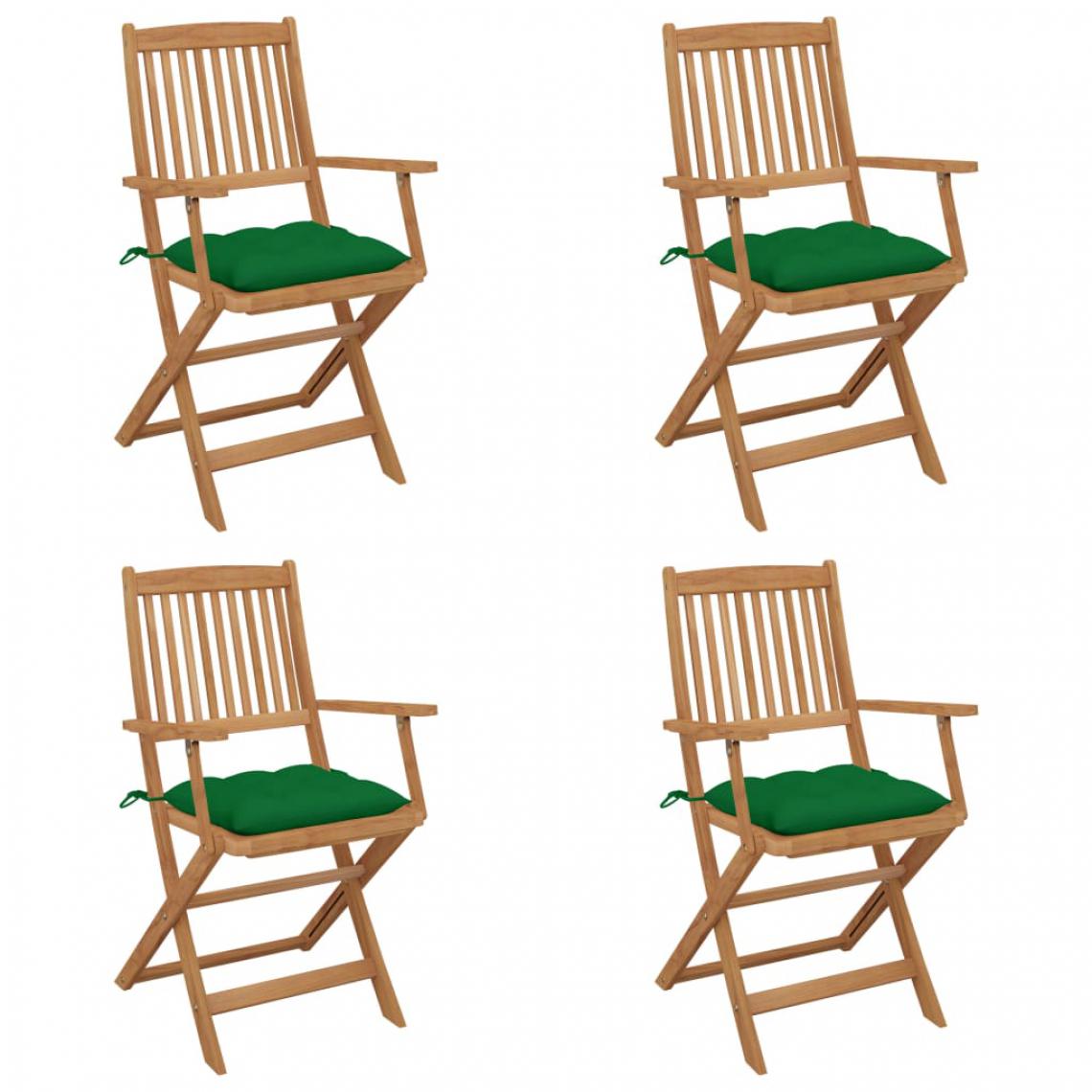 Vidaxl - vidaXL Chaises pliables de jardin 4 pcs avec coussins Bois d'acacia - Chaises de jardin