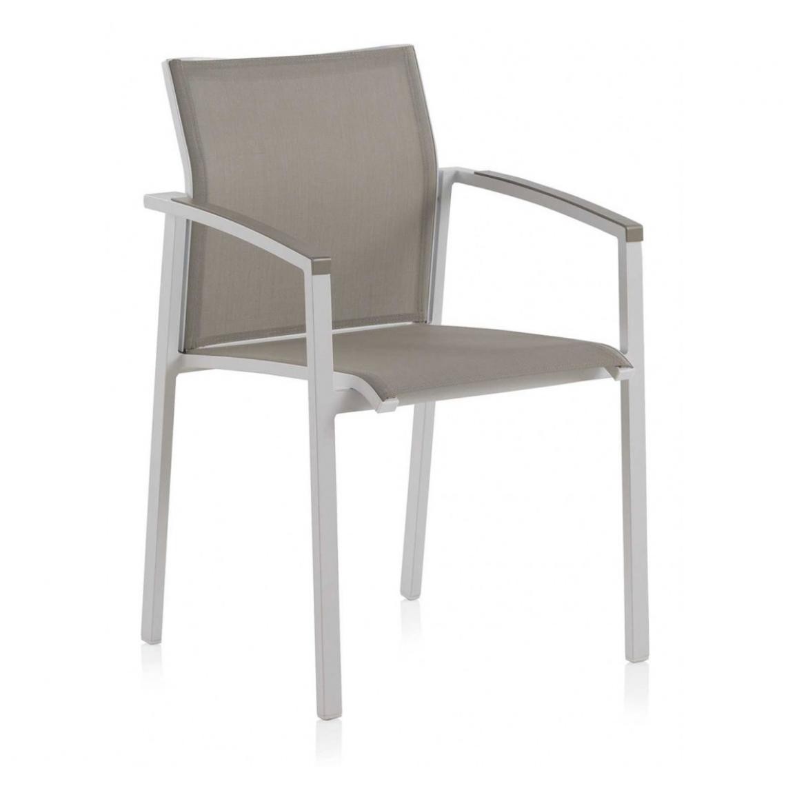 Pegane - Lot de 6 Chaises de jardin, fauteuils en Aluminium coloris crème/ blanc - Longueur 57 x Hauteur 85 x Largeur 58 cm - Chaises de jardin