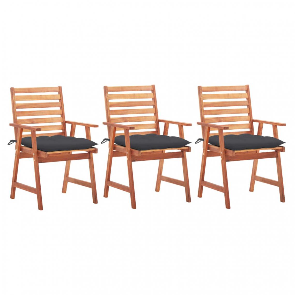 Vidaxl - vidaXL Chaises à dîner d'extérieur 3 pcs avec coussins Acacia massif - Chaises de jardin