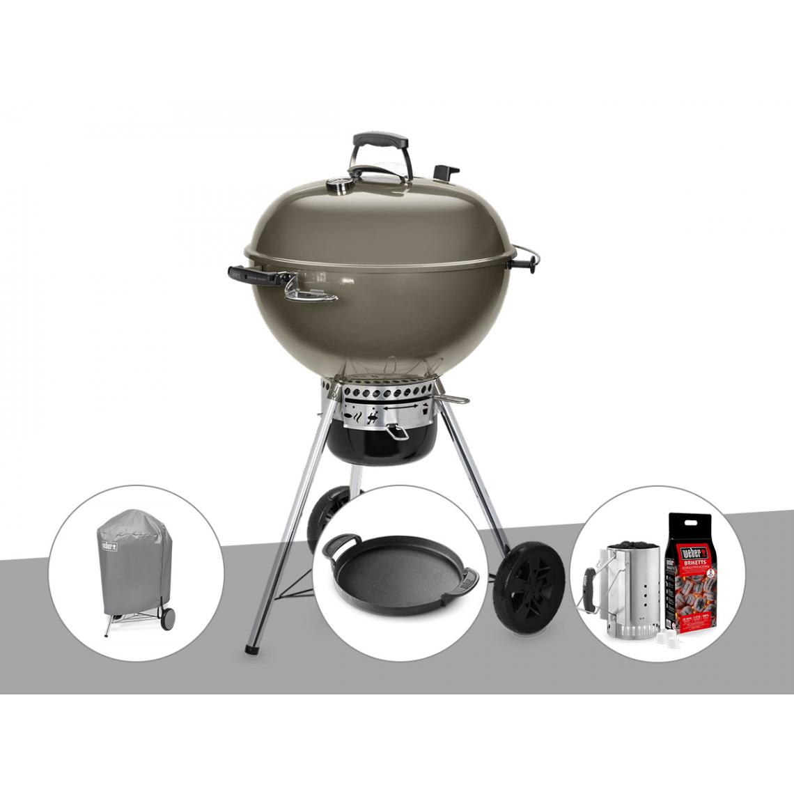 Weber - Barbecue à charbon Weber Master-Touch GBS C-5750 57 cm Smoke Grey avec housse + plancha + kit d'allumage - Barbecues charbon de bois