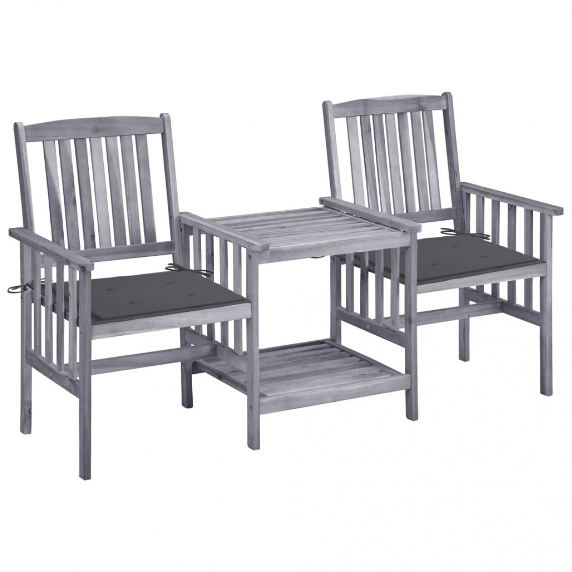 Vidaxl - vidaXL Chaises de jardin avec table à thé et coussins Acacia solide - Ensembles canapés et fauteuils