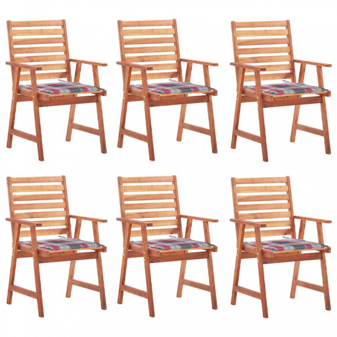 Vidaxl - vidaXL Chaises à dîner d'extérieur 6 pcs avec coussins Acacia massif - Chaises de jardin