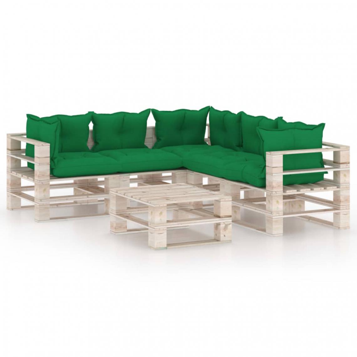 Chunhelife - Salon de jardin palette avec coussins 6 pcs Bois de pin - Ensembles canapés et fauteuils
