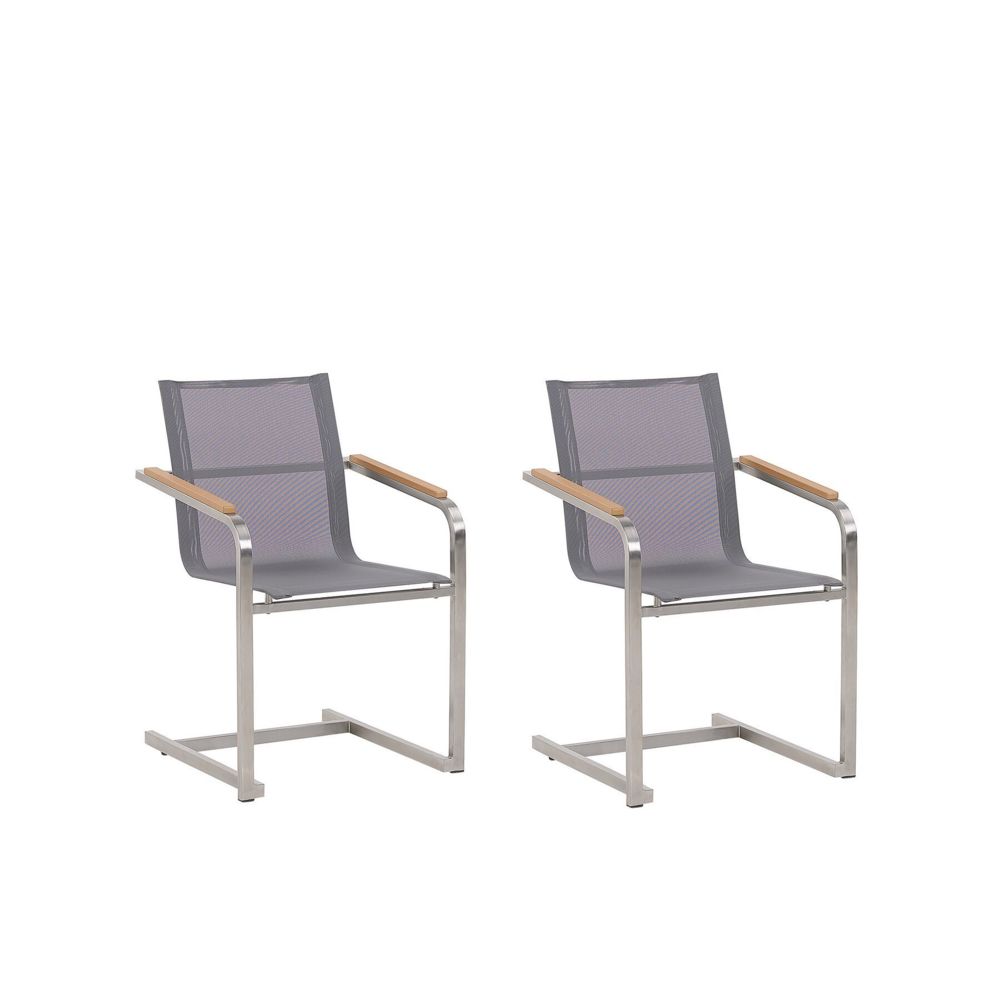 Beliani - Beliani Lot de 2 chaises de jardin grises en acier COSOLETO - - Chaises de jardin