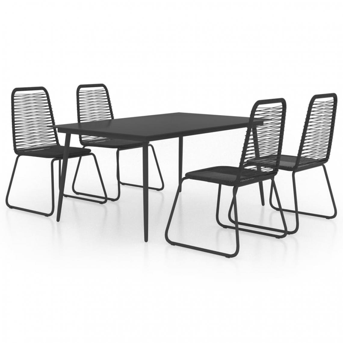 Chunhelife - Salon de jardin 5 pcs Rotin PVC Noir - Ensembles canapés et fauteuils