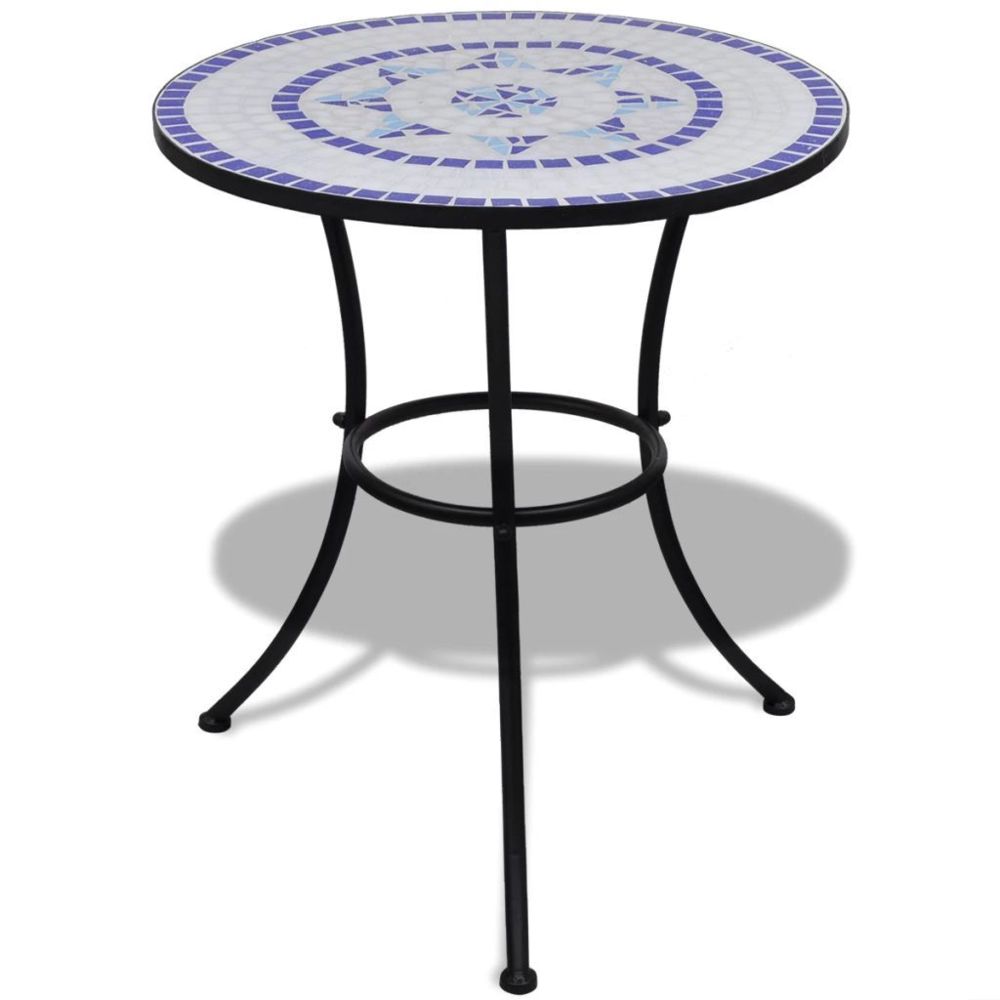 marque generique - Icaverne - Ensembles de meubles d'extérieur selection Table de bistro 60 cm et 2 chaises Mosaïqué Bleu/Blanc - Ensembles canapés et fauteuils