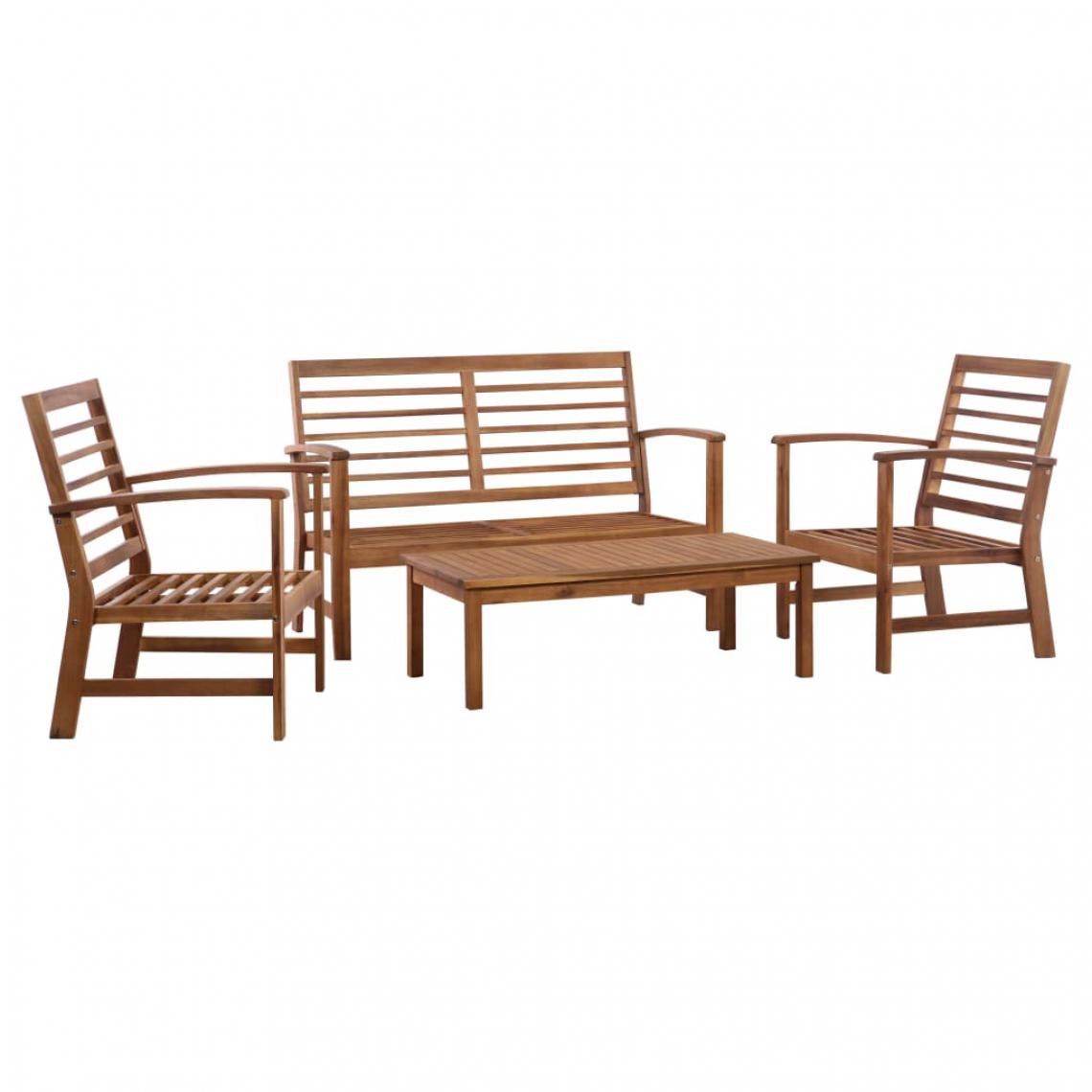 Chunhelife - Tables et chaises Salon de jardin 4 pcs Bois d'acacia solide - Ensembles tables et chaises
