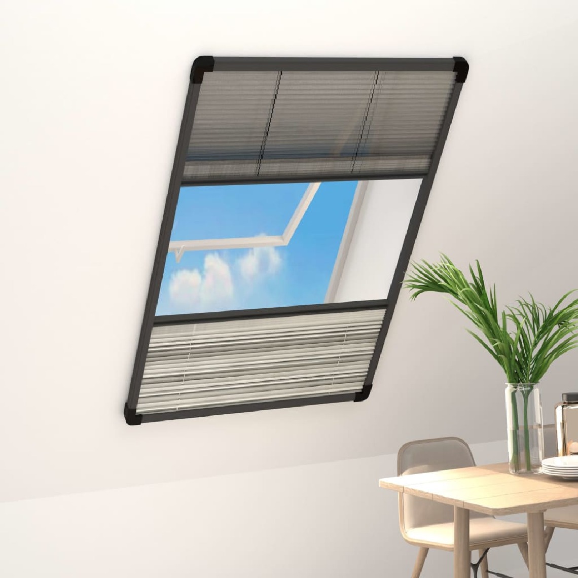 Vidaxl - vidaXL Moustiquaire plissée pour fenêtre Aluminium 100x160cm et auvent - Moustiquaire Fenêtre