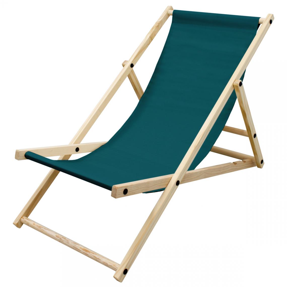 Ecd Germany - Chaise longue bois de pin bain de soleil pliante dossier réglable en vert foncé - Chaises de jardin