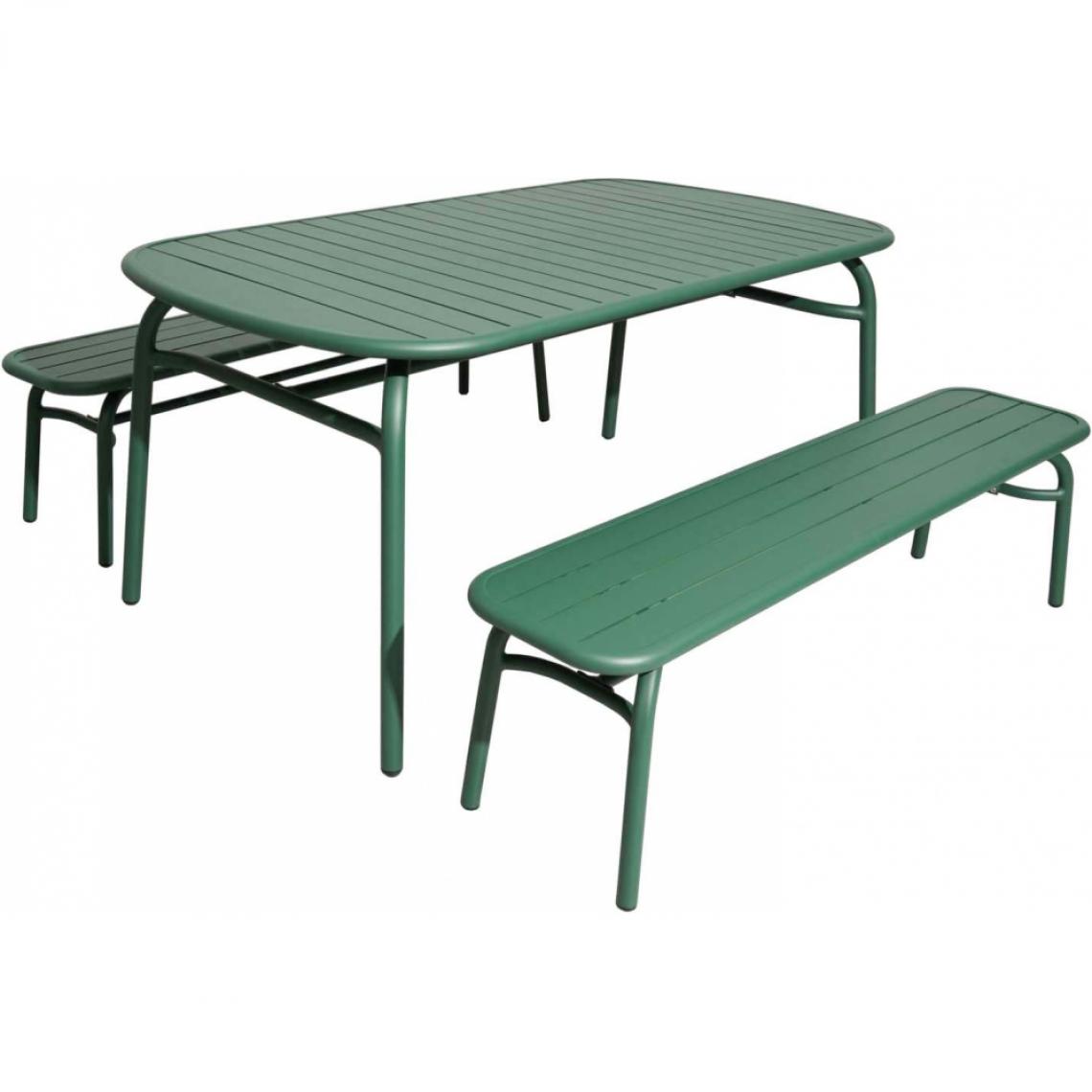 Proloisirs - Ensemble table et 2 bancs de jardin en aluminium Oscar - Tables de jardin