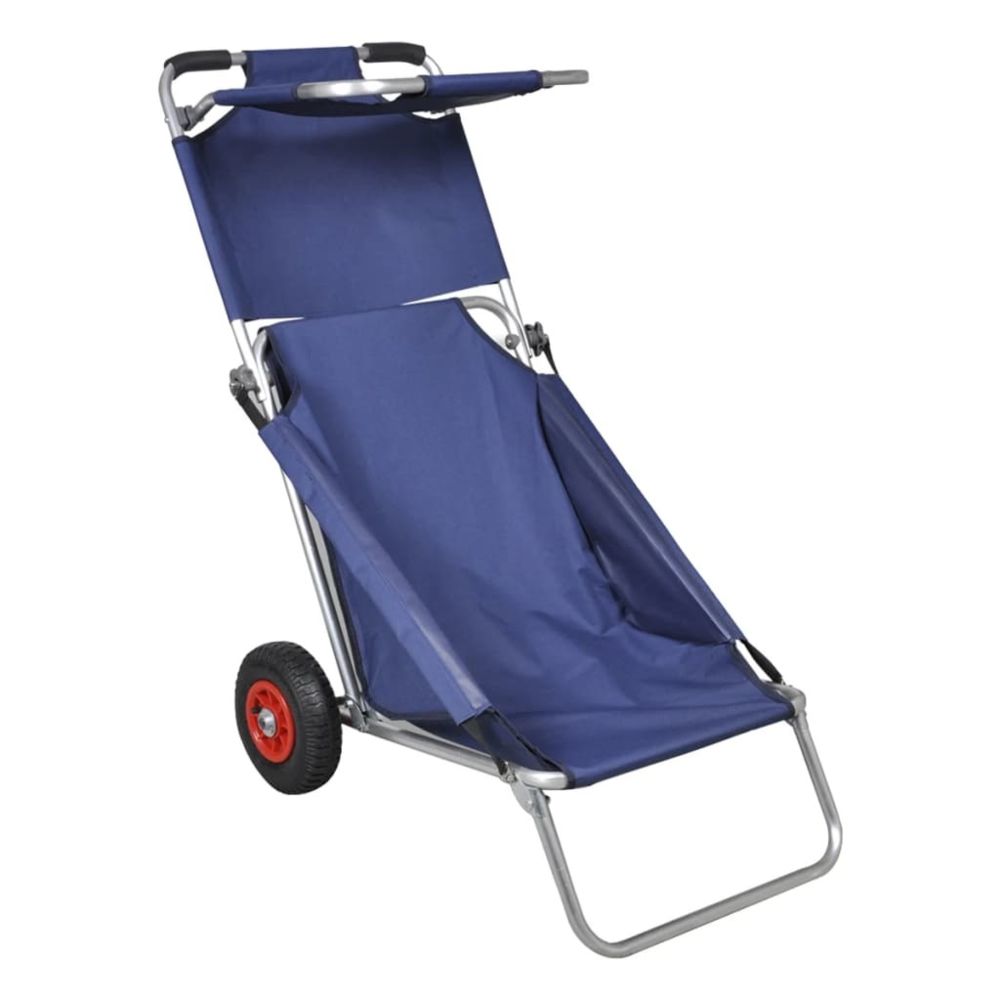 marque generique - Stylé Meubles categorie Kuala Lumpur Chariot de plage avec roues portable et pliable Bleu - Plancha extérieur