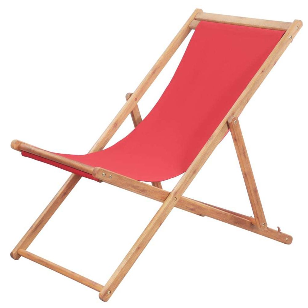 Uco - UCO Chaise pliable de plage Tissu et cadre en bois Rouge - Chaises de jardin