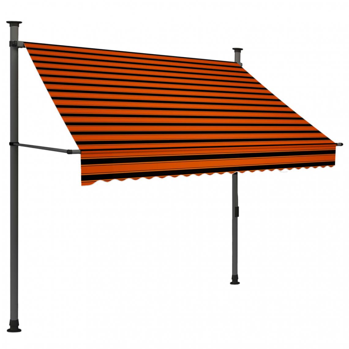 Icaverne - Icaverne - Stores extérieurs ensemble Auvent manuel rétractable avec LED 200 cm Orange et marron - Store banne
