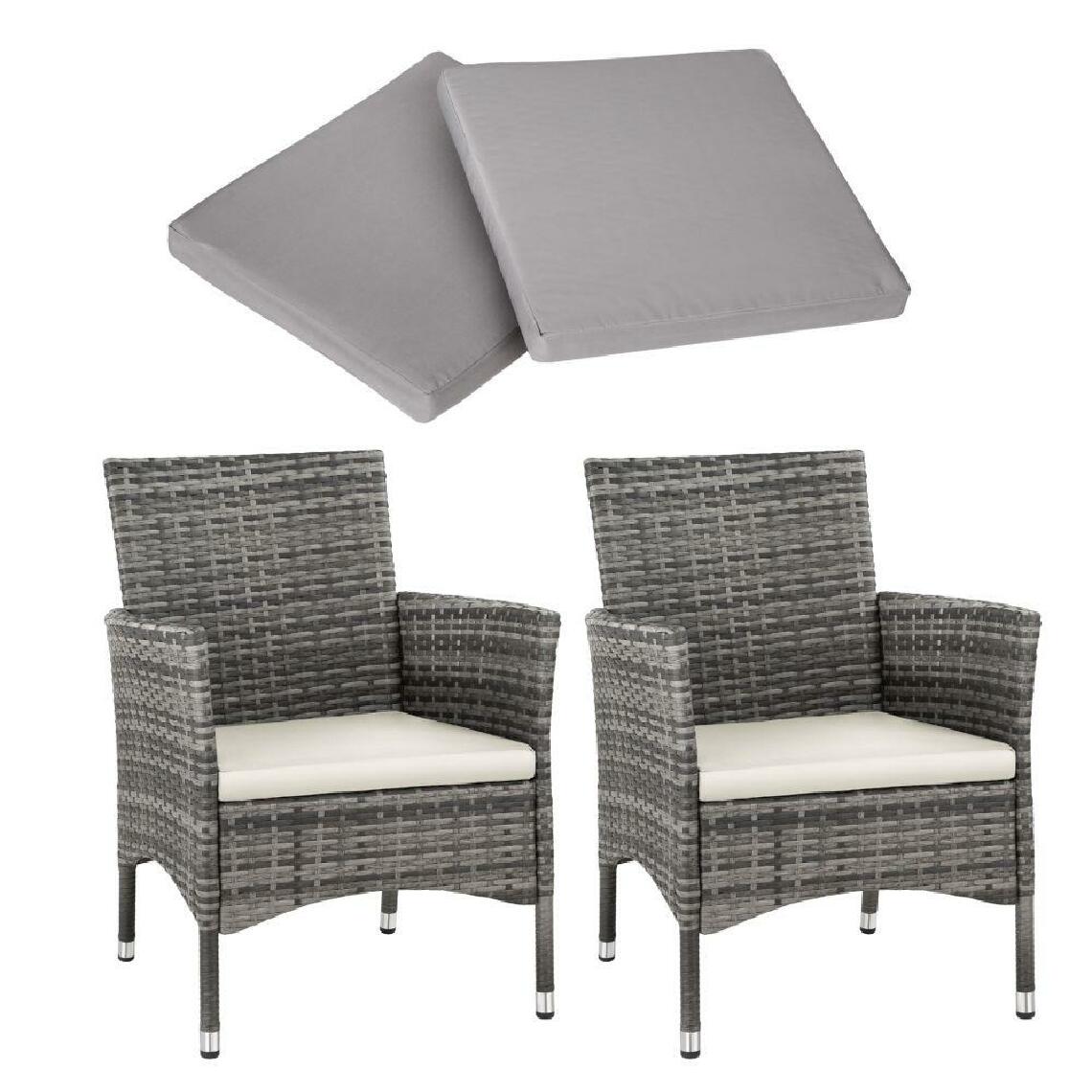 Helloshop26 - Lot de 2 fauteuils de jardin acier avec 2 sets de housses gris 2208276 - Chaises de jardin