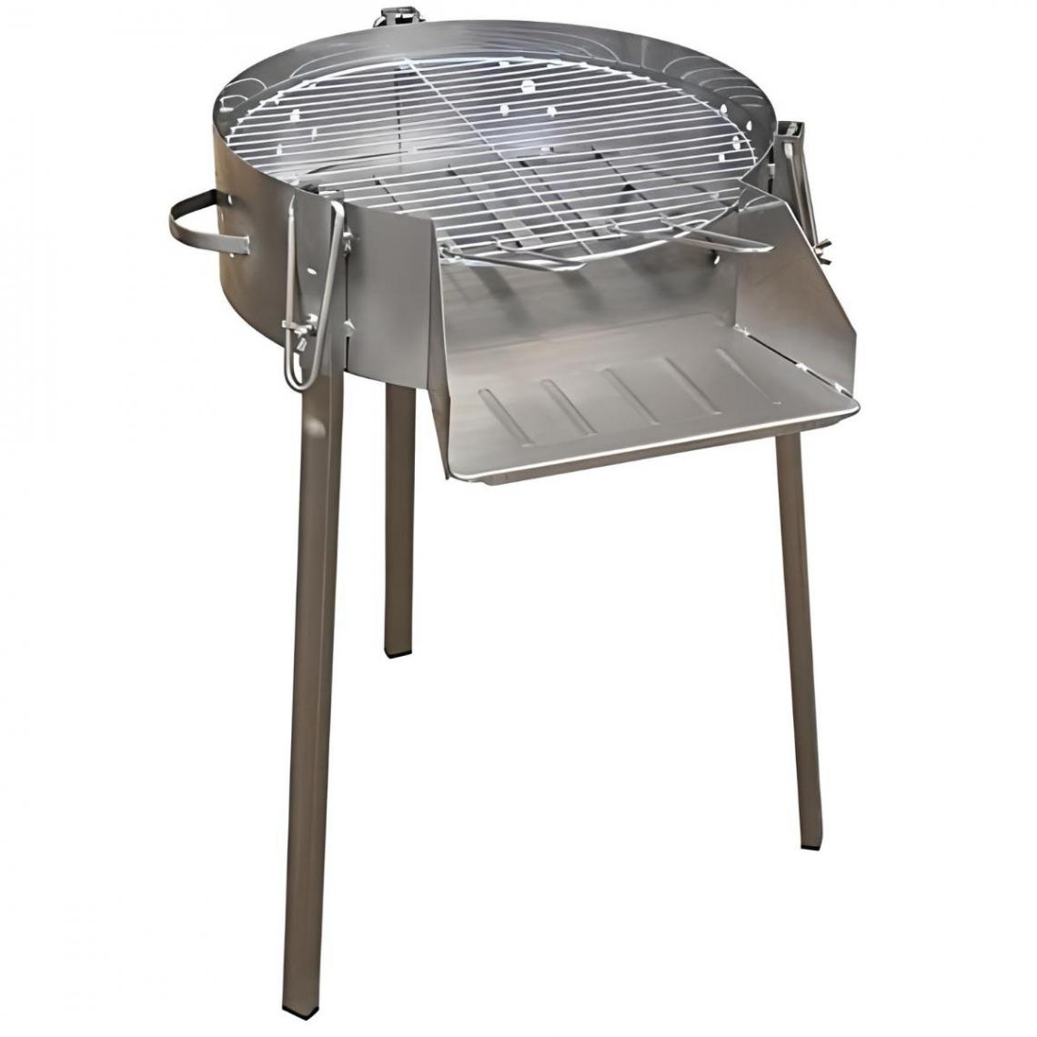 Visiodirect - Barbecue rond avec support en Inox coloris Gris - 50 cm x 81 x 93 cm - Barbecues gaz