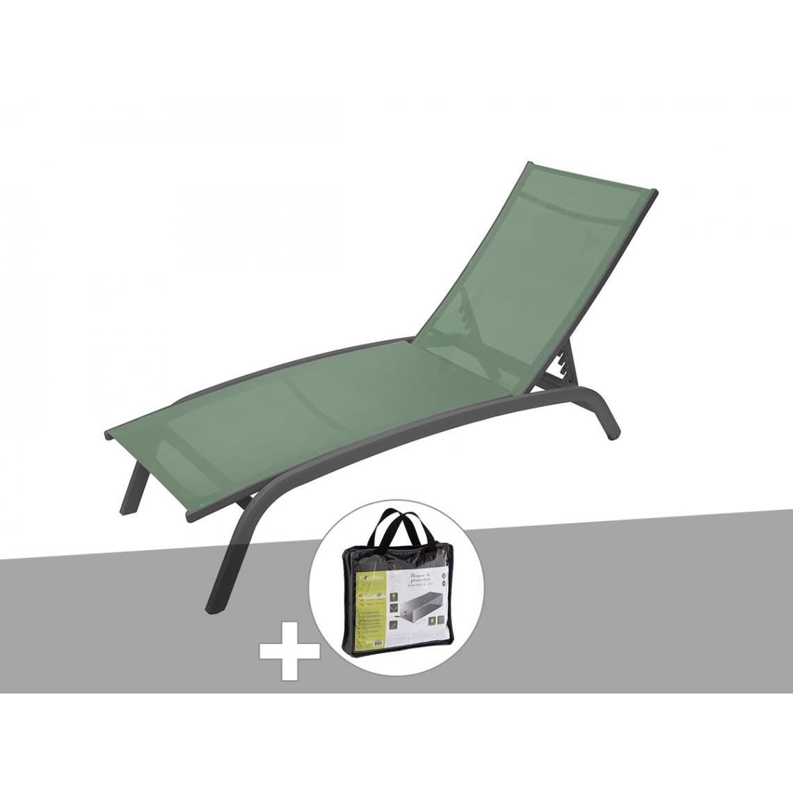 Hesperide - Transat en texaline Bonao Olive/Graphite avec housse de protection - Hespéride - Transats, chaises longues