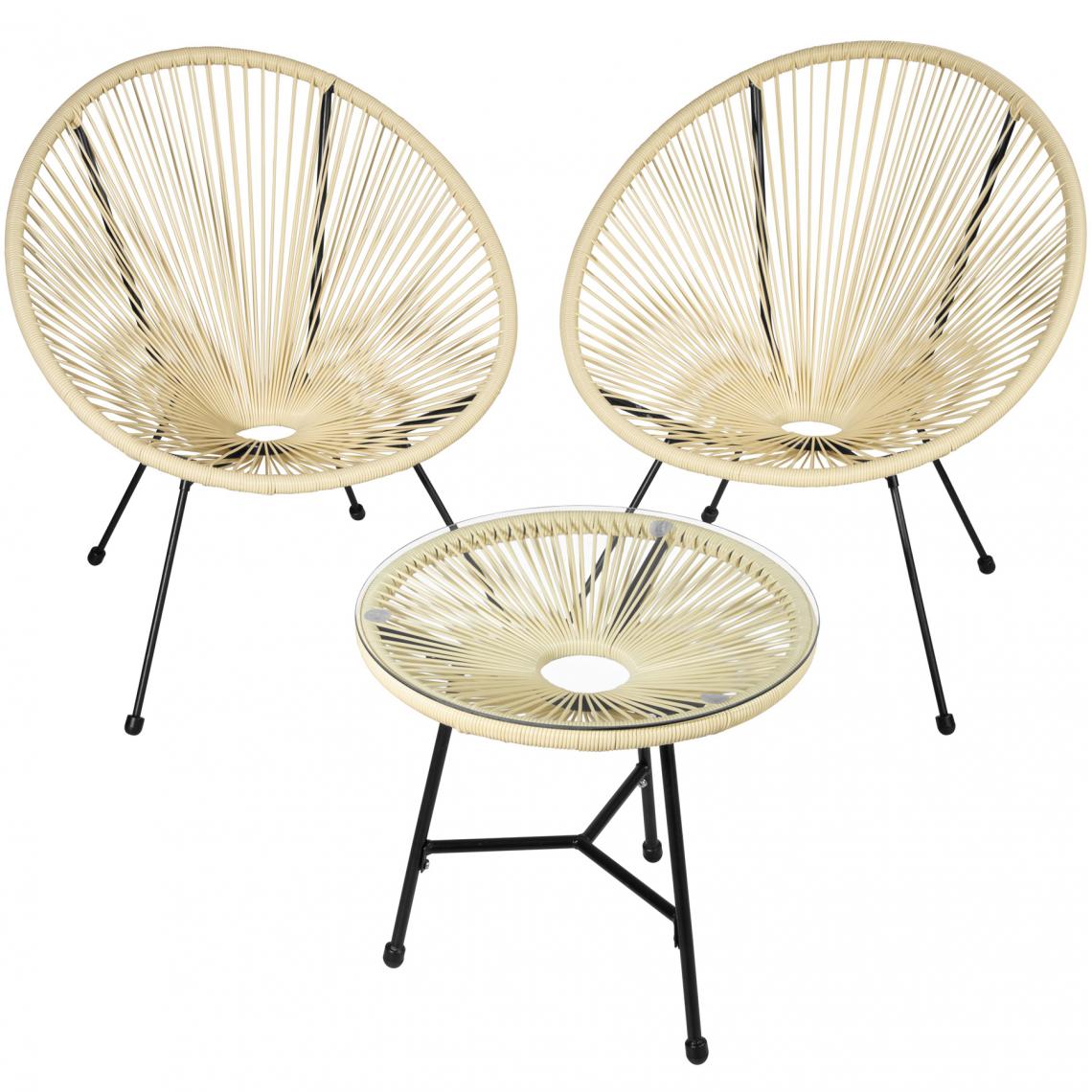 Tectake - Ensemble table et chaises de jardin Santana - beige - Ensembles tables et chaises