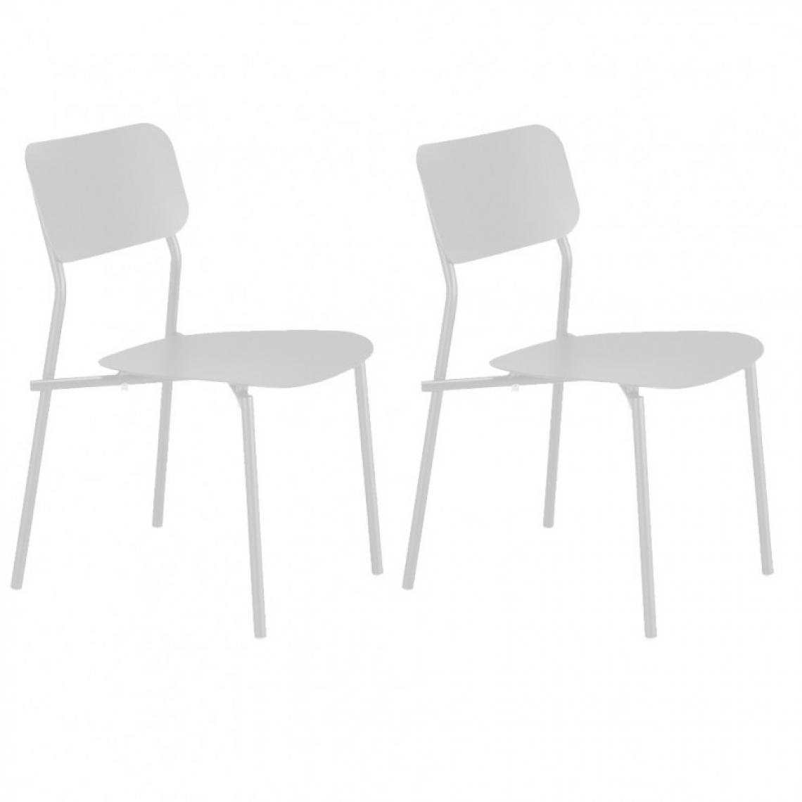 Meubletmoi - Lot de 2 chaises de jardin minimaliste en aluminium gris - STELLA 7668 - Chaises de jardin