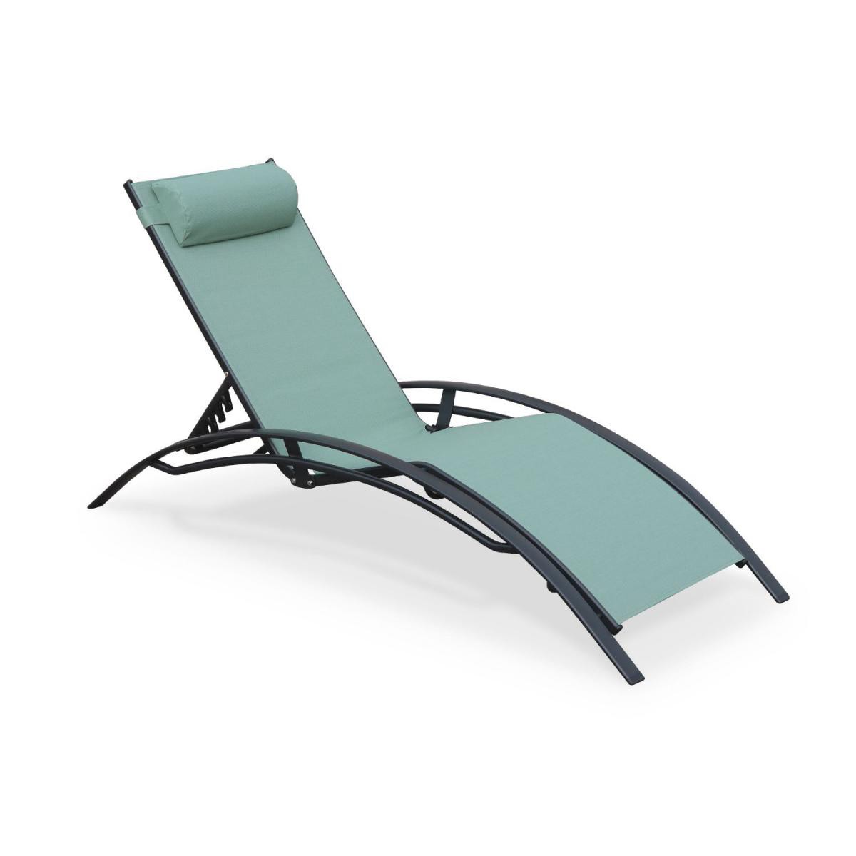 Alice'S Garden - Bain de soleil en aluminium et textilène Louisa Vert de gris - Transats, chaises longues