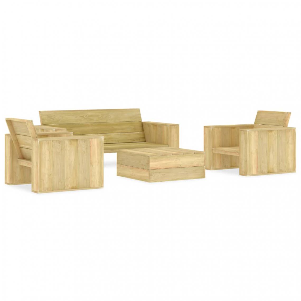 Chunhelife - Tables et chaises Salon de jardin 4 pcs Bois de pin imprégné - Ensembles tables et chaises