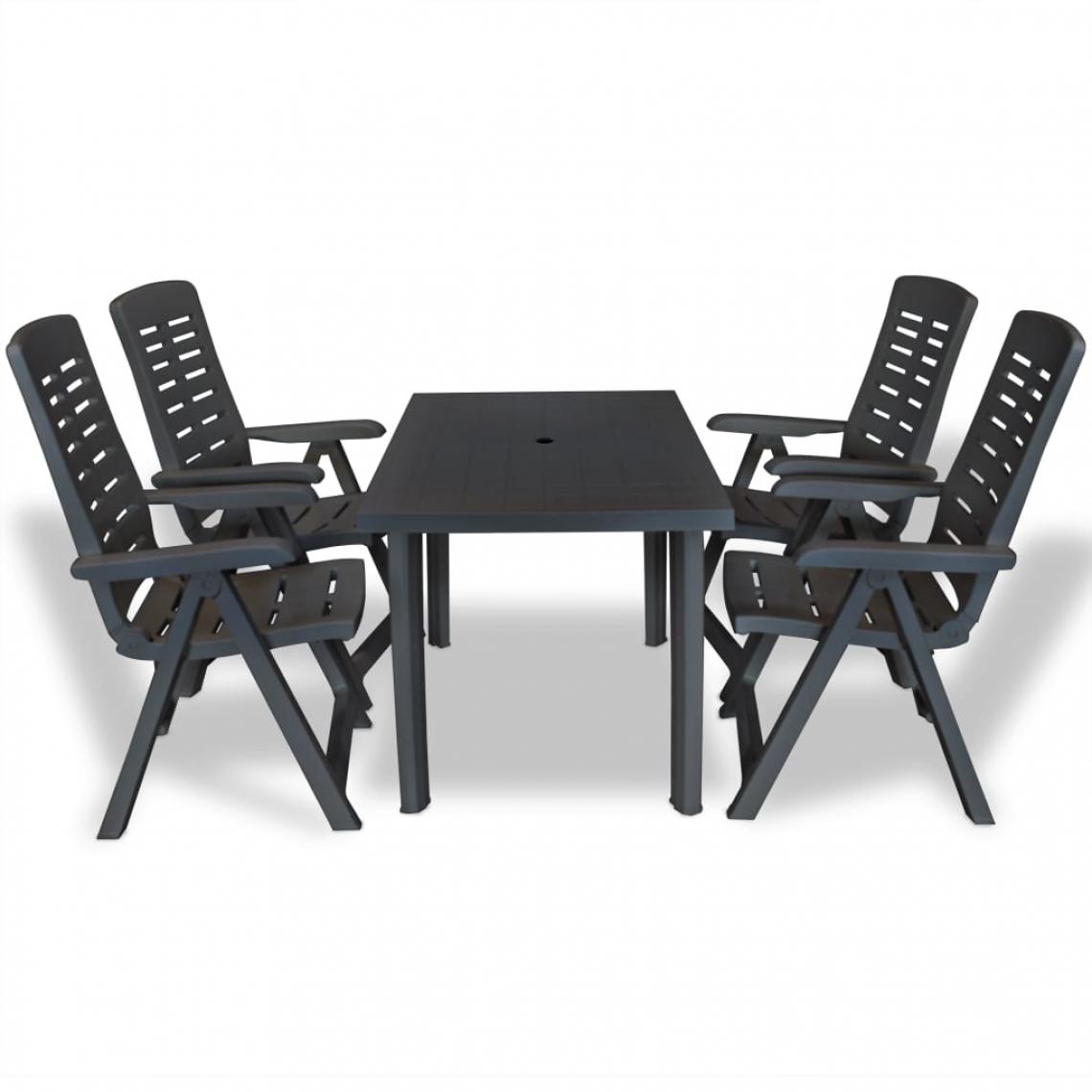 Chunhelife - Mobilier à dîner d'extérieur 5 pcs Plastique Anthracite - Ensembles canapés et fauteuils