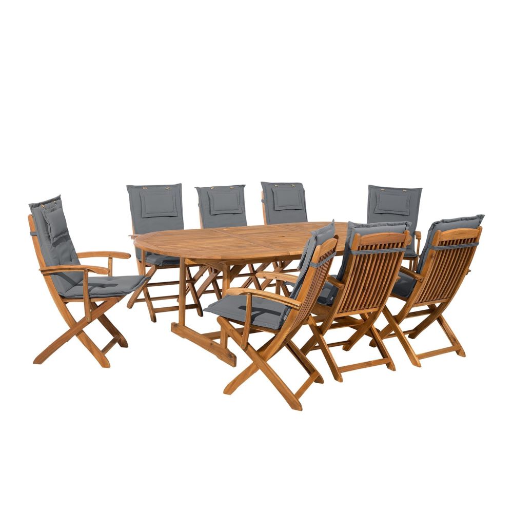 Beliani - Ensemble de jardin de 8 chaises avec coussin assise gris foncé Maui - Ensembles canapés et fauteuils