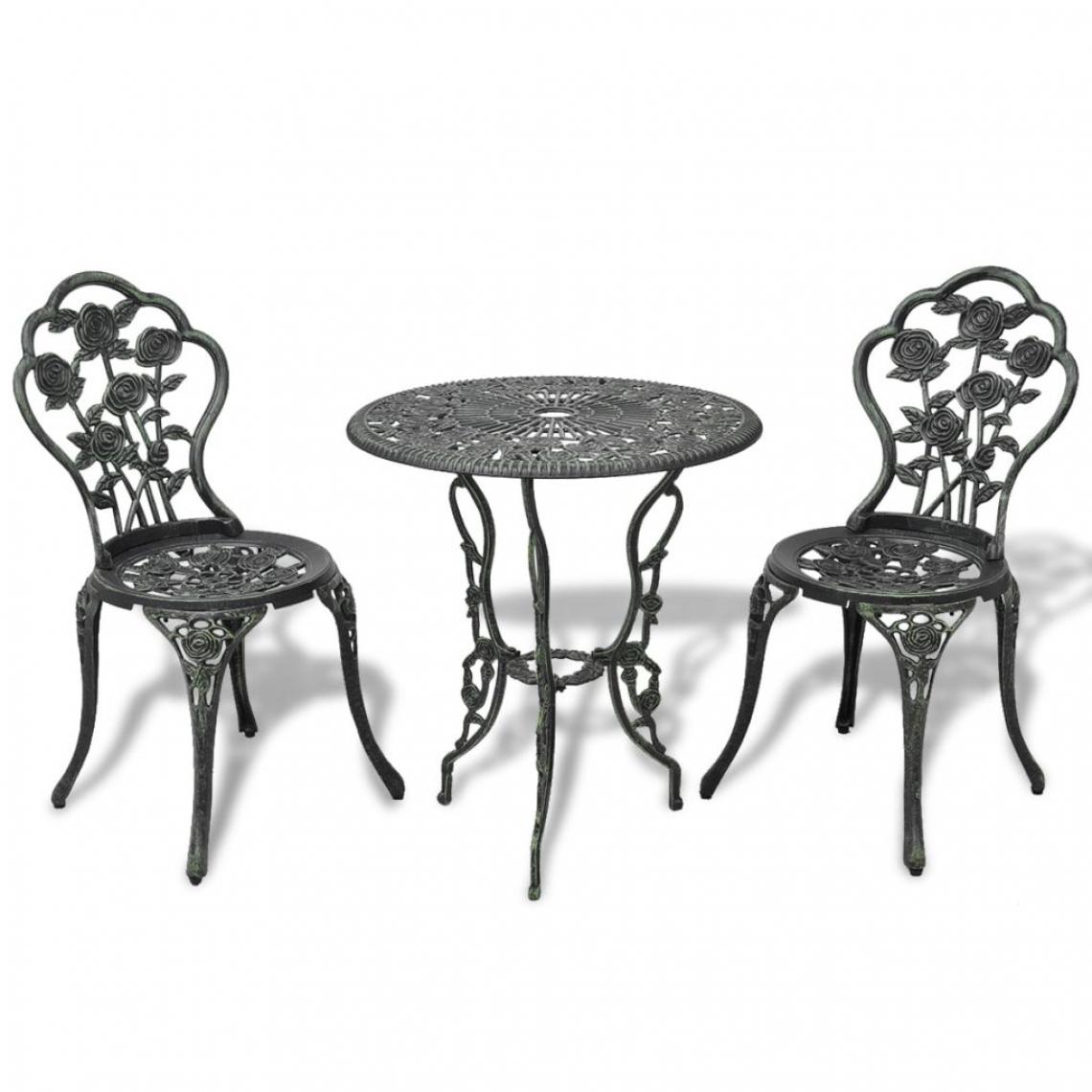 Chunhelife - Jeu de bistro 3 pcs Aluminium coulé Vert - Ensembles tables et chaises