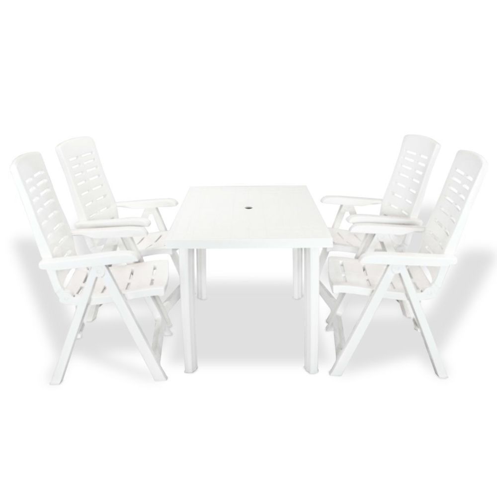 marque generique - Stylé Meubles de jardin serie Bangui Jeu de salle à manger d'extérieur 5 pcs 126 x 76 x 72 cm Blanc - Ensembles canapés et fauteuils