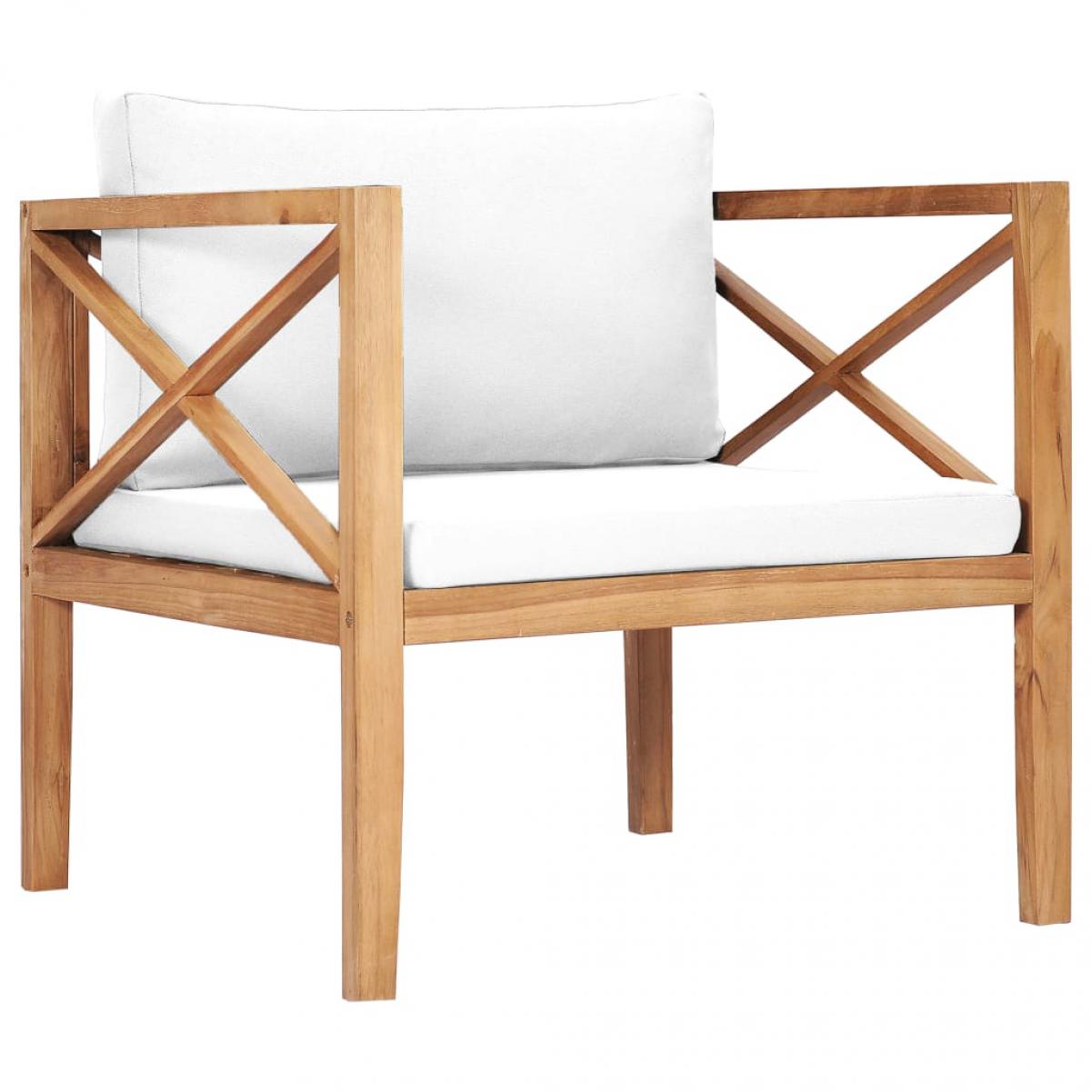 Vidaxl - vidaXL Chaise de jardin avec coussins crème Bois de teck solide - Chaises de jardin