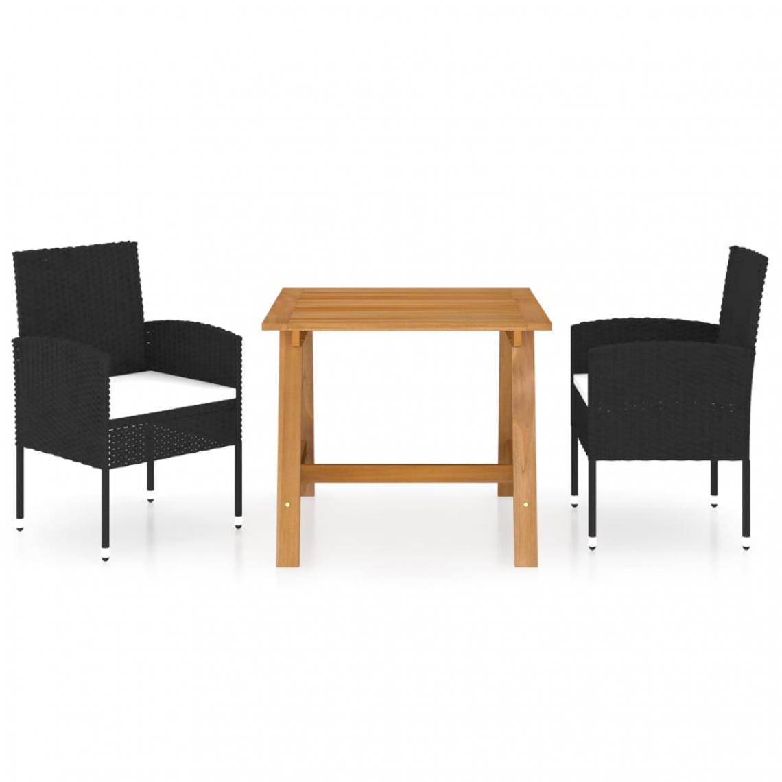 Chunhelife - Ensemble de salle à manger de jardin 3 pcs Noir - Ensembles canapés et fauteuils