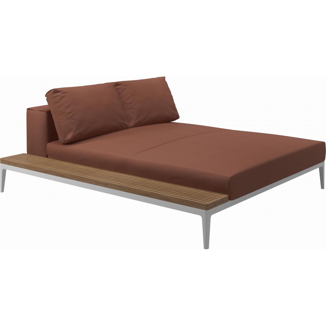Gloster - Canapé Grid Module de relaxation avec table - Blend Clay - GlosterGridTeak - blanc - Ensembles canapés et fauteuils