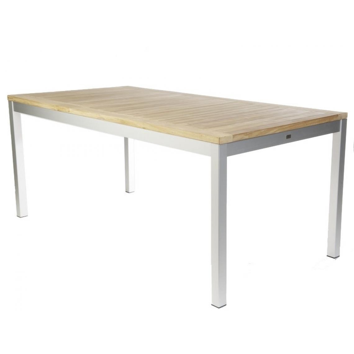 Jan Kurtz - Table Quadrat - Teck - Aluminium blanc - 140 x 80 cm - Tables de jardin