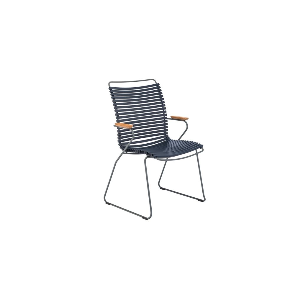 Houe - Chaise à accoudoirs Click Dining avec dossier haut - bleu foncé - Chaises de jardin