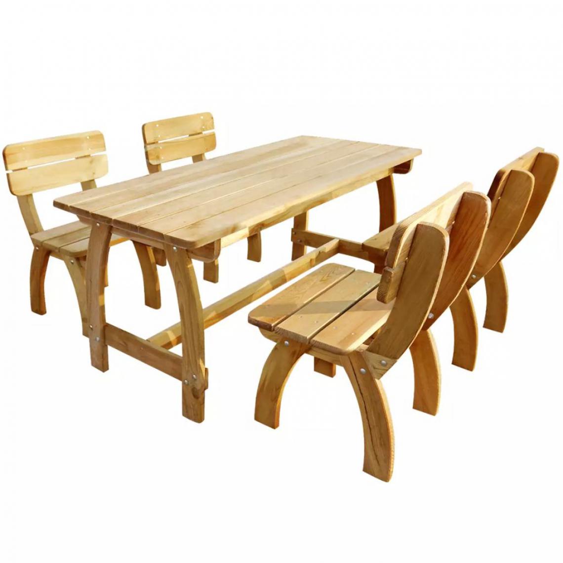 Chunhelife - Mobilier à dîner d'extérieur 5 pcs Pinède imprégnée - Ensembles tables et chaises