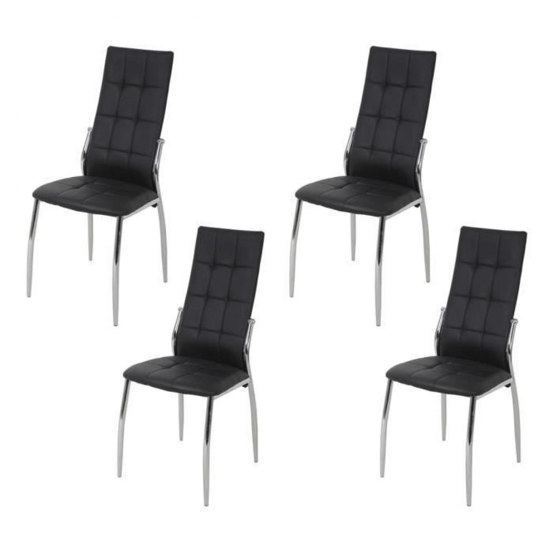 Cstore - GEORGE - lot de 4 chaises simili noir l 44xp 54xh 100 cm - Chaises de jardin