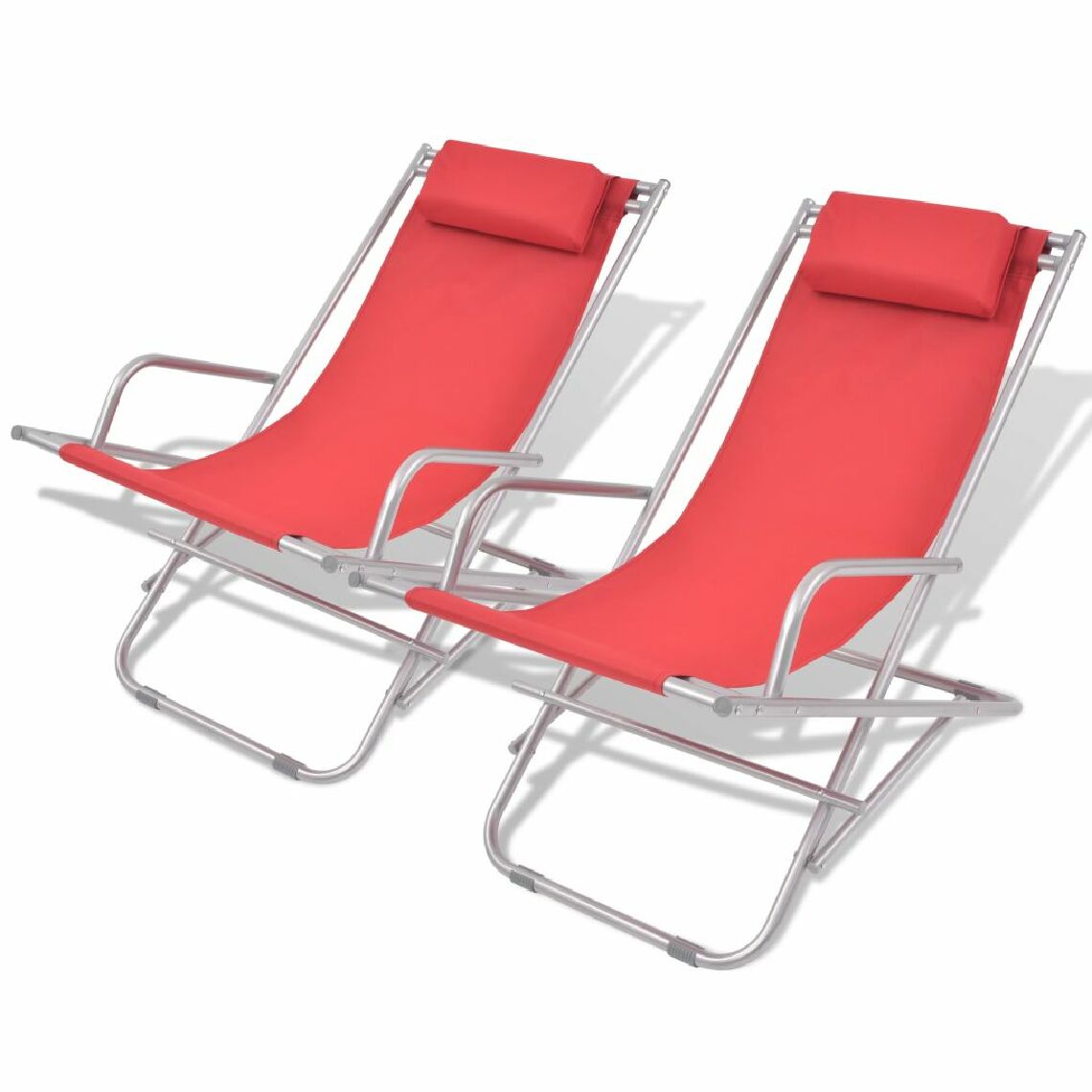 Chunhelife - Chaises inclinables de terrasse 2 pcs Acier Rouge - Transats, chaises longues
