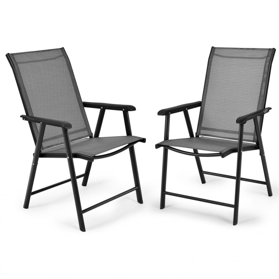 Decoshop26 - Lot de 2 chaises de jardin pliantes avec accoudoir dossier haut cadre en métal charge 100 kg pour extérieur camping plage 20_0000735 - Chaises de jardin