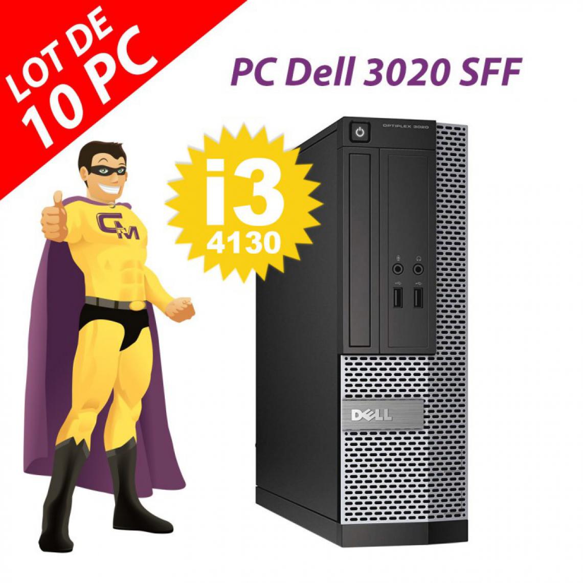 Dell - Lot x10 PC Dell 3020 SFF Intel i3-4130 RAM 4Go Disque Dur 250Go Windows 10 Wifi - PC Fixe