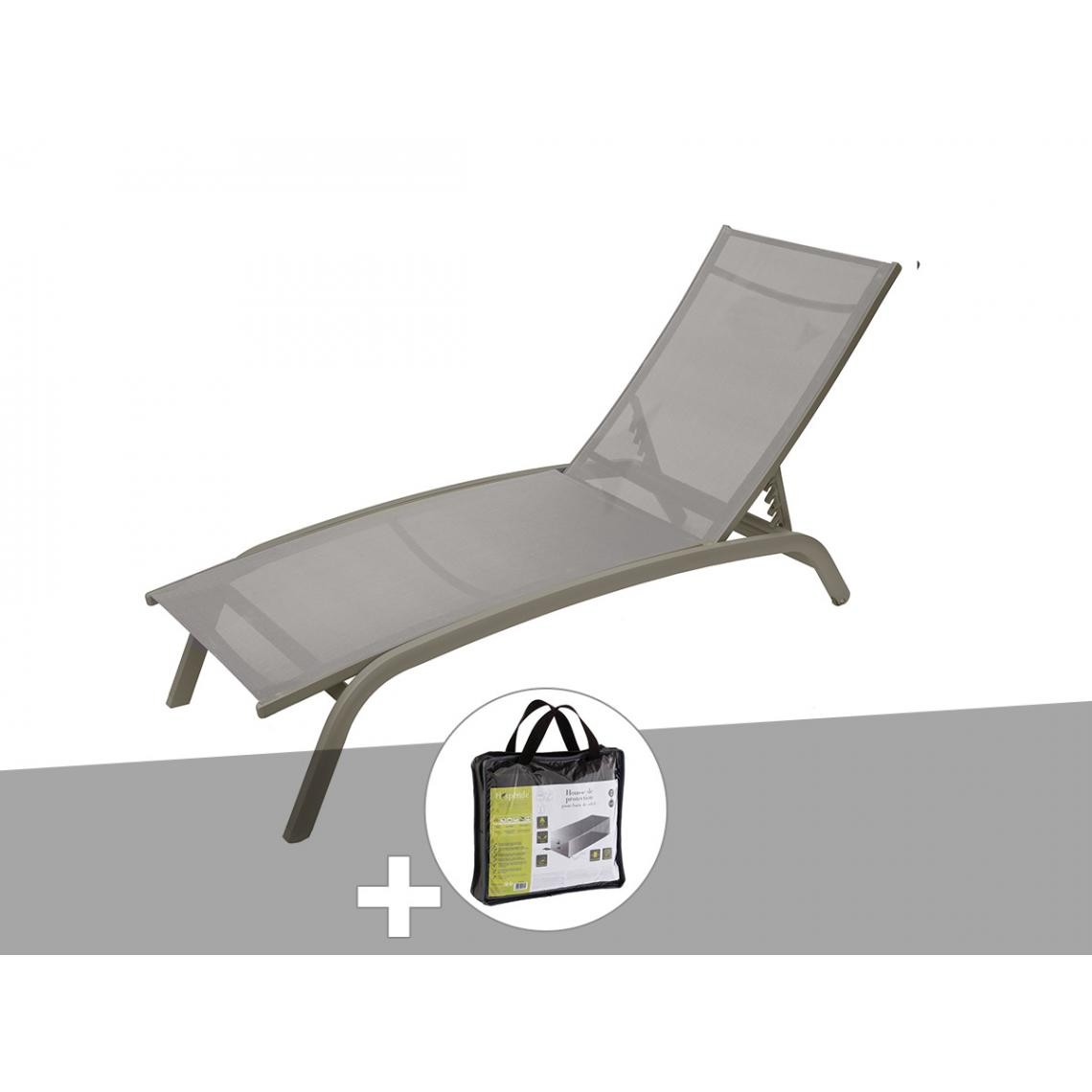 Hesperide - Transat en texaline Bonao Noisette/Graphite avec housse de protection - Hespéride - Transats, chaises longues