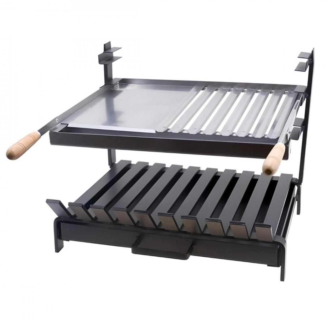 Visiodirect - Grille à rôtir avec tiroir et récupérateur de graisse en Inox coloris Noir - 50 x 45 x 40 cm - Accessoires barbecue