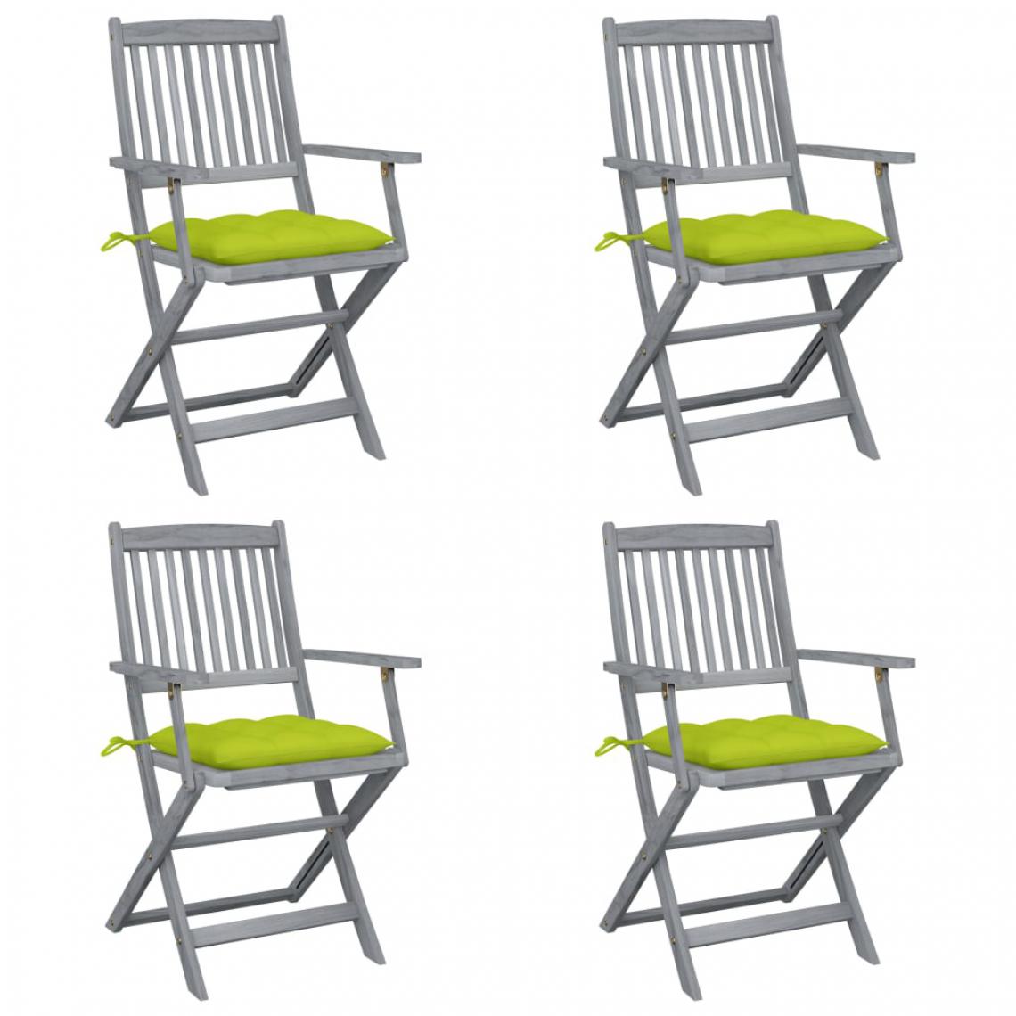 Vidaxl - vidaXL Chaises pliables d'extérieur 4 pcs avec coussins Bois d'acacia - Chaises de jardin