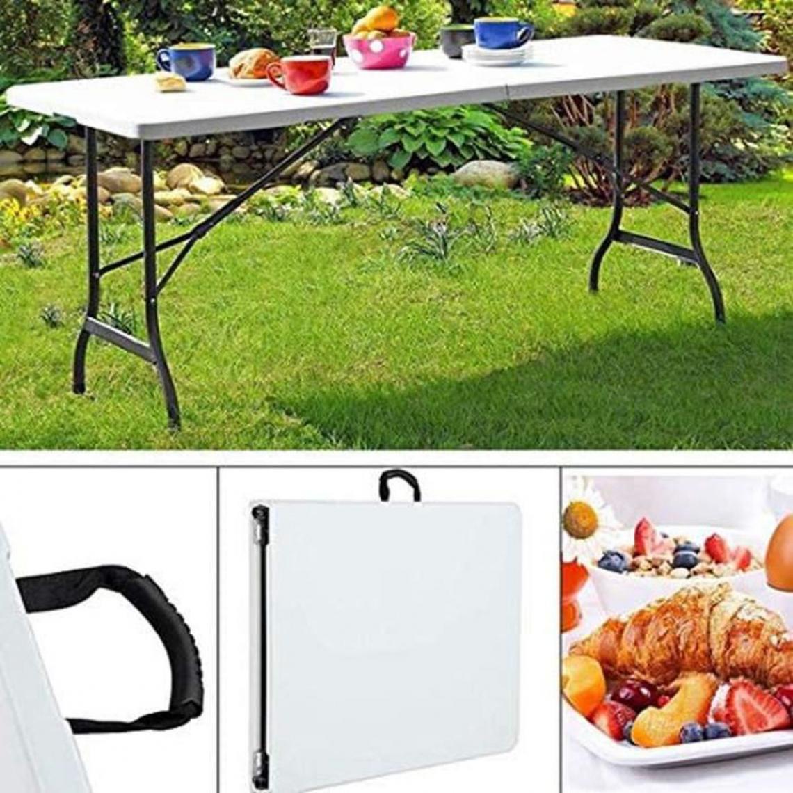 Wottes - 180 * 74cm Table Pliante - Table de Jardin - Table Exterieur - Haute Qualité - Blanc - Tables de jardin