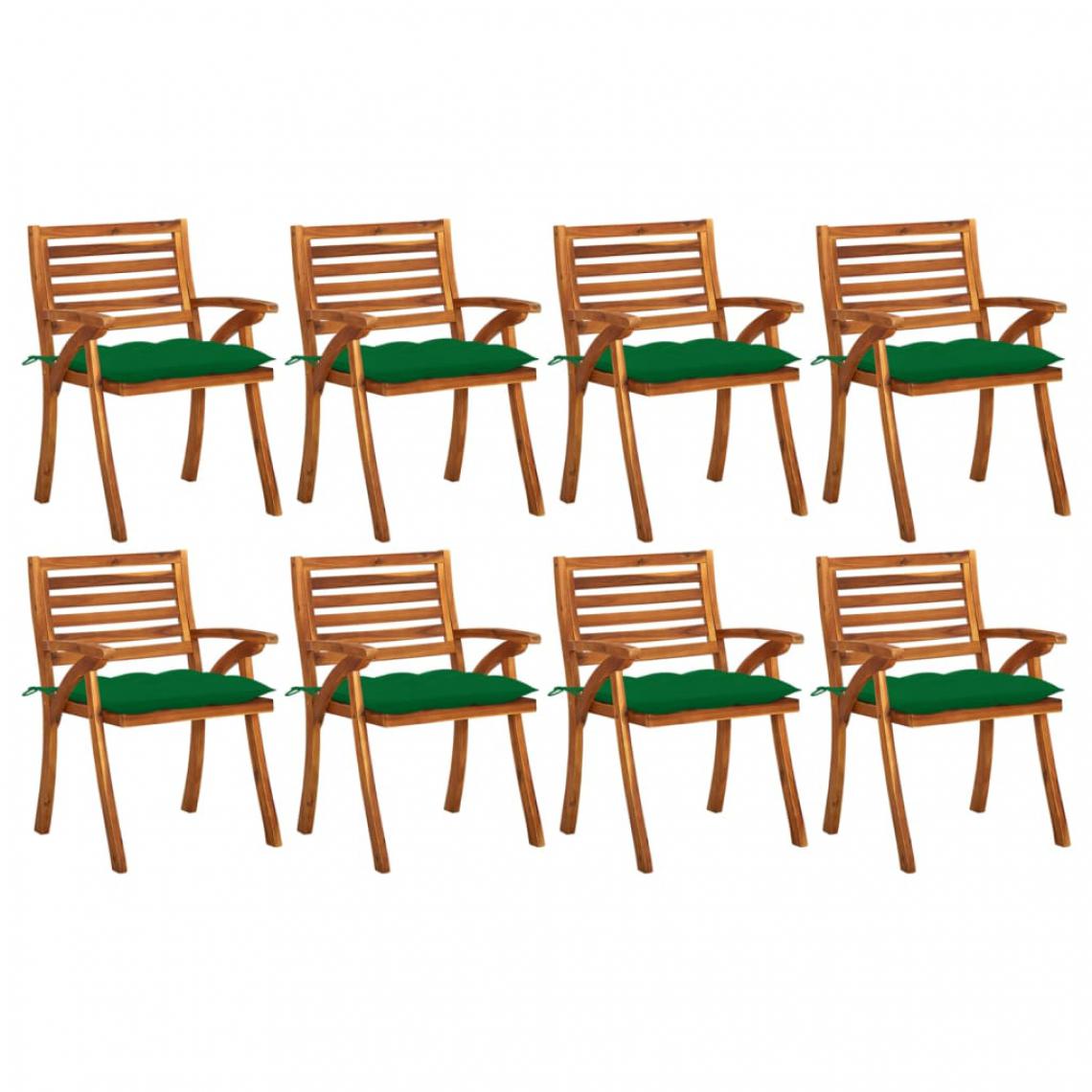 Vidaxl - vidaXL Chaises de jardin avec coussins 8 pcs Bois d'acacia solide - Chaises de jardin