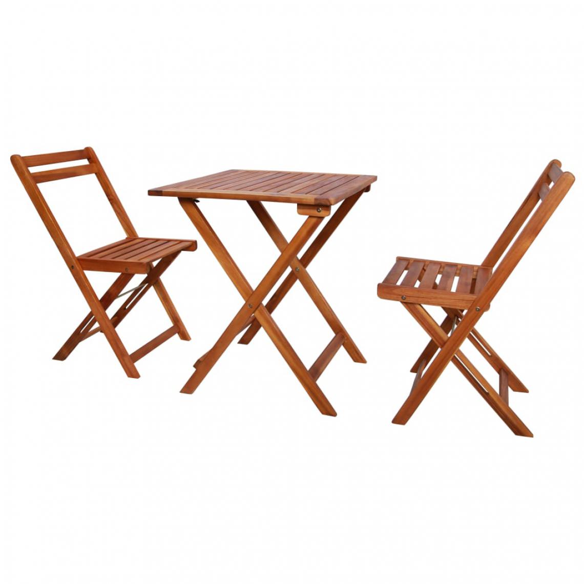 Chunhelife - Mobilier de bistro pliable 3 pcs Bois d'acacia solide - Ensembles canapés et fauteuils